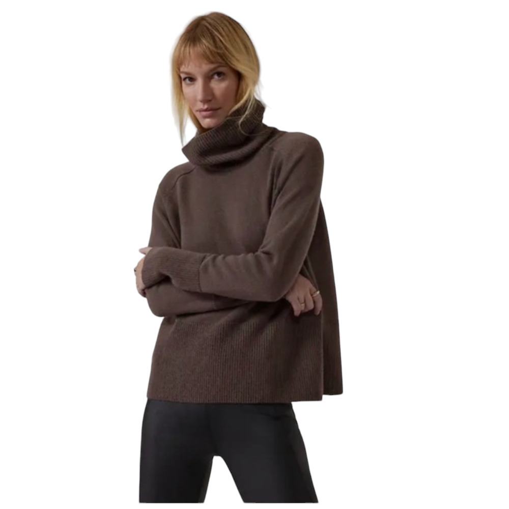 Athleta Brown Aspen Wool Cashmere Turtleneck Sweater